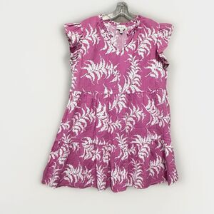 Wonderly Peasant Dress Tiered Petite Large, PL  Pink 100% Cotton Gauze Floral